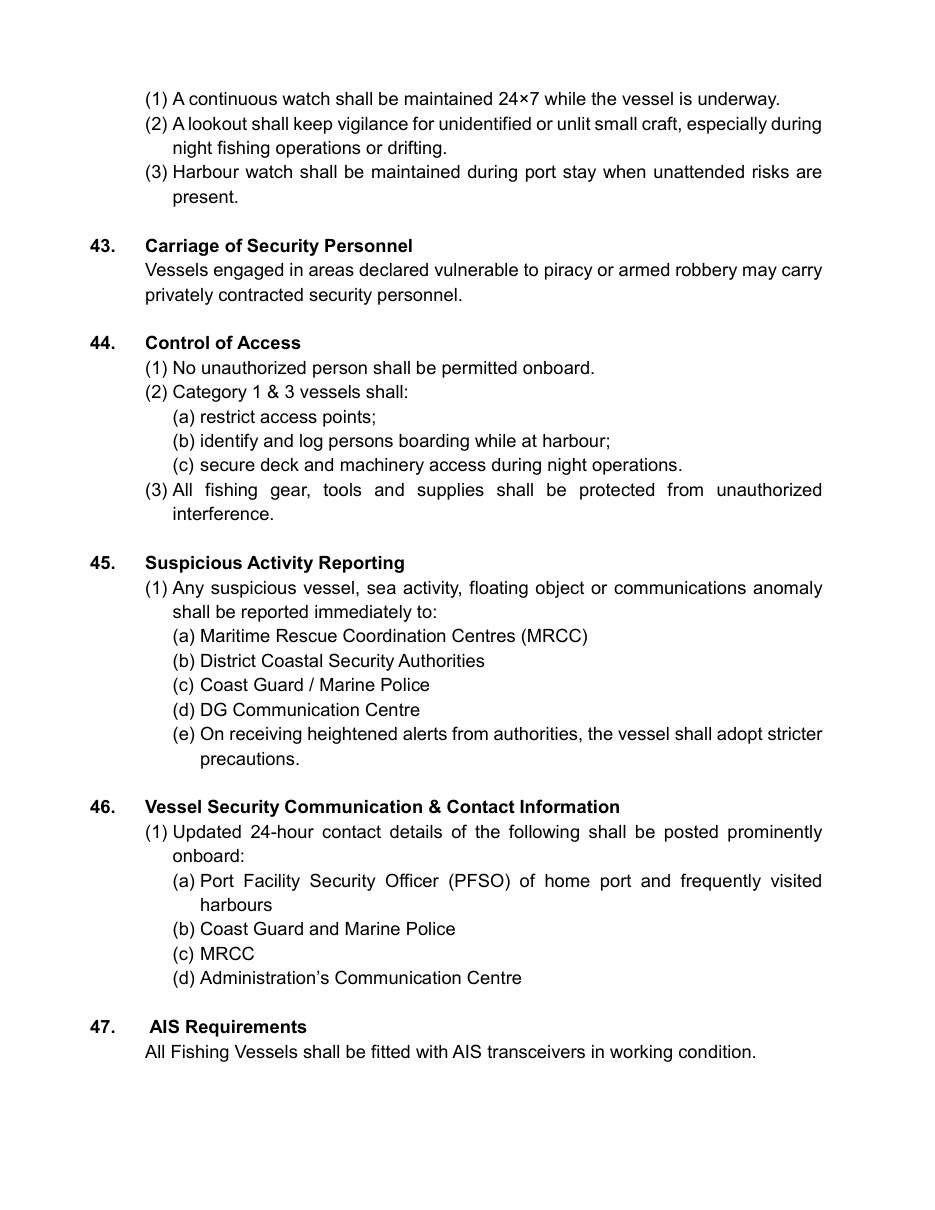 Draft Merchant Shipping (Fishing Vessels) Rules 2026, page with Rules 47 and 48