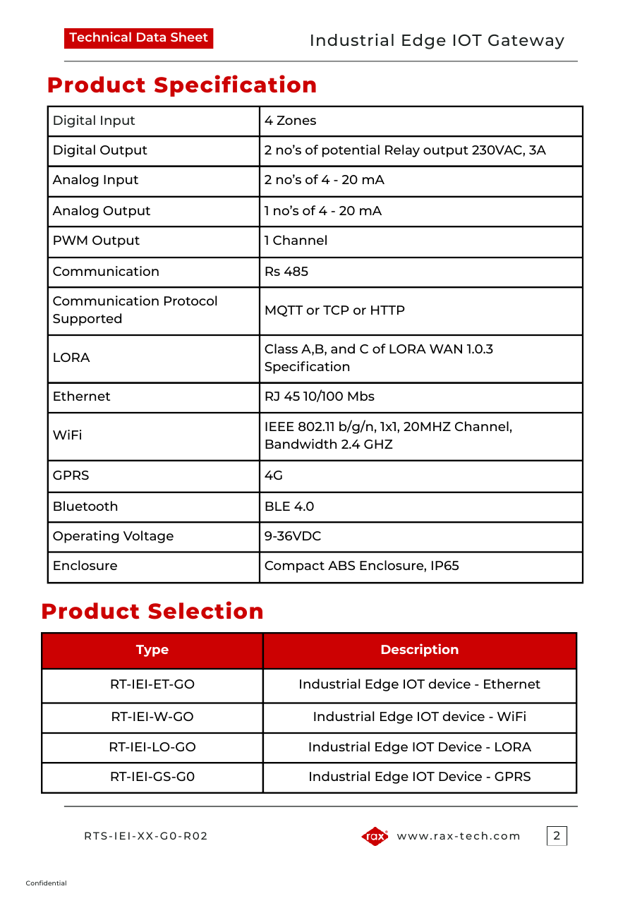 Industrial Edge IoT Gateway datasheet, page 2