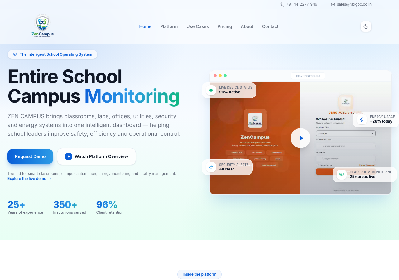 ZenCampus public home page, September 2026